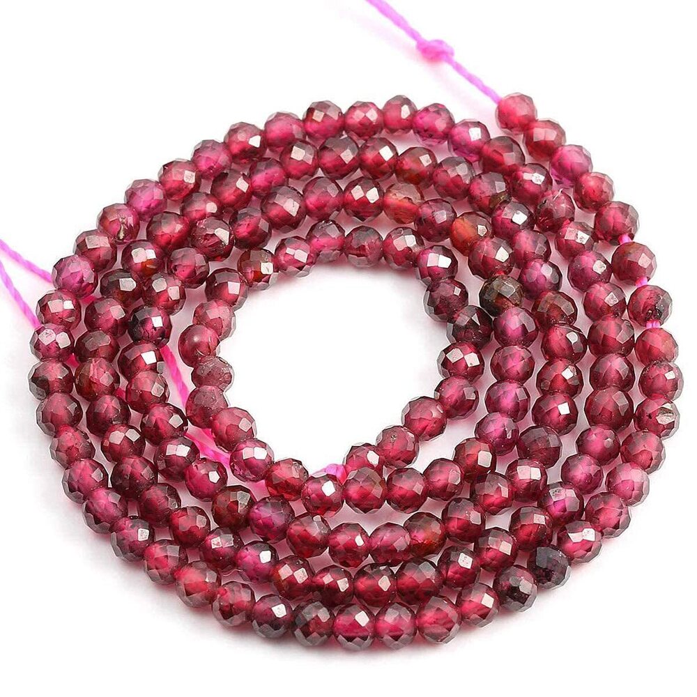 4190 2 Strands Natural Stone Beads Garnet Gemstone Faceted Loose Beads